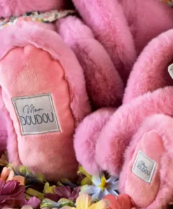 Doudou et Compagnie Peluche lapin rose 25 cm - Lapin Fleurette