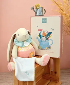 Doudou et Compagnie Peluche lapin rose avec doudou - LAPIN CIBOULETTE - 28 cm