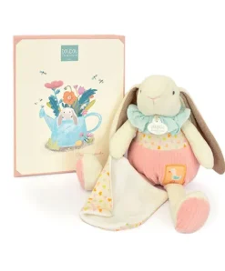 Doudou et Compagnie Peluche lapin rose avec doudou - LAPIN CIBOULETTE - 28 cm