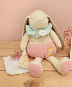 Doudou et Compagnie Peluche lapin rose avec doudou - LAPIN CIBOULETTE - 28 cm