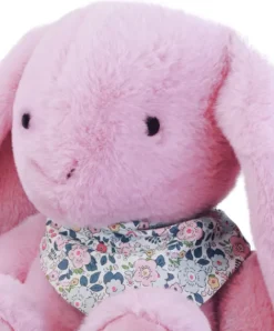 Doudou et Compagnie Peluche lapin Rose XXL - Lapin Fleurette 50 cm