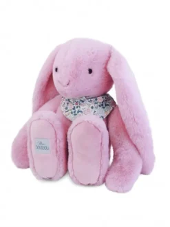 Doudou et Compagnie Peluche lapin Rose XXL - Lapin Fleurette 50 cm