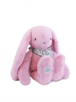Doudou et Compagnie Peluche lapin Rose XXL - Lapin Fleurette 50 cm