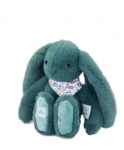 Doudou et Compagnie Peluche lapin vert 25 cm - Lapin Fleurette