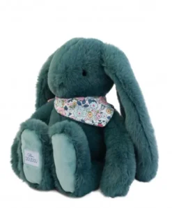 Doudou et Compagnie Peluche lapin Vert 35 cm - Lapin Fleurette
