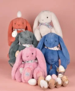 Doudou et Compagnie Peluche lapin Vert 35 cm - Lapin Fleurette