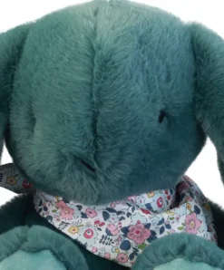 Doudou et Compagnie Peluche lapin Vert XXL - Lapin Fleurette 50 cm