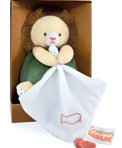 Doudou et Compagnie Peluche Lion beige avec doudou mouchoir - 15 cm
