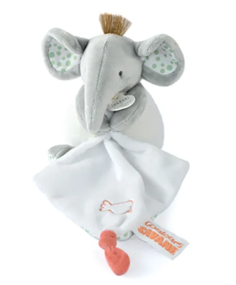 Doudou et Compagnie Peluche éléphant avec doudou mouchoir - 15 cm