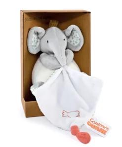 Doudou et Compagnie Peluche éléphant avec doudou mouchoir - 15 cm