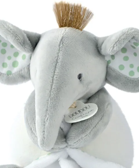 Doudou et Compagnie Peluche éléphant avec doudou mouchoir - 15 cm