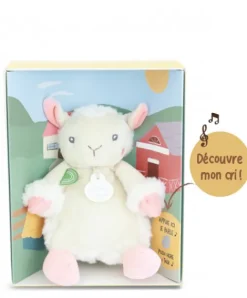 Doudou et Compagnie Peluche mouton - 17 cm - DOUDOU de la ferme avec boite sonore