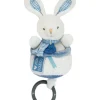 Doudou et Compagnie Peluche musicale lapin bleu - 20 cm