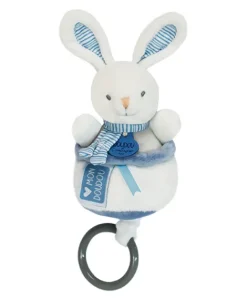 Doudou et Compagnie Peluche musicale lapin bleu - 20 cm