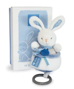 Doudou et Compagnie Peluche musicale lapin bleu - 20 cm
