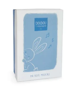 Doudou et Compagnie Peluche musicale lapin bleu - 20 cm