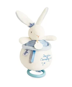 Doudou et Compagnie Peluche musicale lapin matelot bleu - 14 cm
