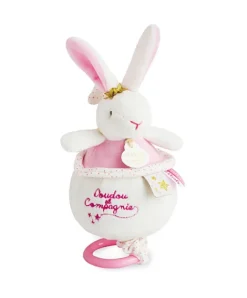 Doudou et Compagnie Peluche musicale lapin étoile rose - 14 cm