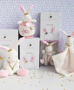 Doudou et Compagnie Peluche musicale lapin étoile rose - 14 cm