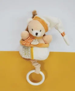 Doudou et Compagnie Peluche musicale ours beige et miel - 20 cm
