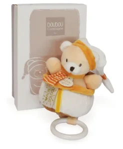 Doudou et Compagnie Peluche musicale ours beige et miel - 20 cm