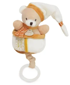 Doudou et Compagnie Peluche musicale ours beige et miel - 20 cm