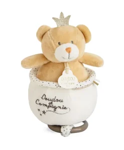 Doudou et Compagnie Peluche musicale ours Petit Roi marron - 14 cm