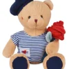 Doudou et Compagnie Peluche Ours avec rose - Le Romantique - 25 cm