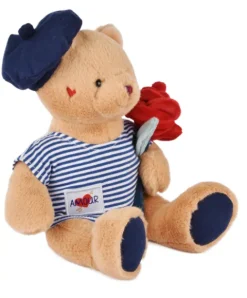 Doudou et Compagnie Peluche Ours avec rose - Le Romantique - 25 cm