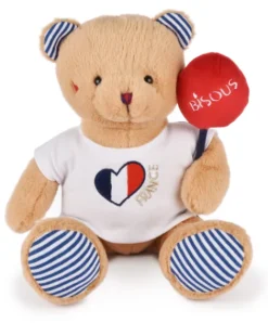 Doudou et Compagnie Peluche Ours beige - Bisous - 25 cm