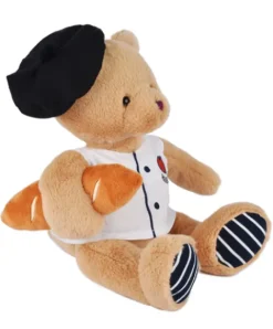 Doudou et Compagnie Peluche Ours beige - Chef avec baguette - 25 cm
