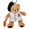 Doudou et Compagnie Peluche Ours beige - Porte-cle - Chef avec baguette - 15 cm