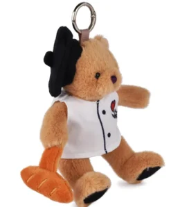Doudou et Compagnie Peluche Ours beige - Porte-cle - Chef avec baguette - 15 cm