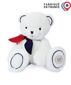 Doudou et Compagnie Peluche ours blanc fabriqué en France - L'Ours Élysée - 30 cm