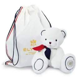 Doudou et Compagnie Peluche ours blanc fabriqué en France - L'Ours Élysée - 30 cm