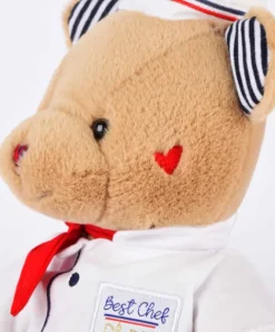 Doudou et Compagnie Peluche Ours Chef avec toque de Cuisinier- 28 cm