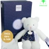 Doudou et Compagnie Peluche ours luminescent avec mouchoir - 28 cm - Clair de Lune
