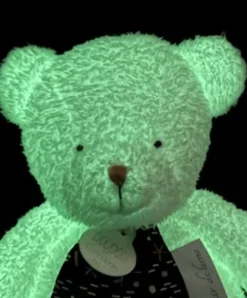 Doudou et Compagnie Peluche ours luminescent avec mouchoir - 28 cm - Clair de Lune