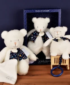 Doudou et Compagnie Peluche ours luminescent avec mouchoir - 28 cm - Clair de Lune
