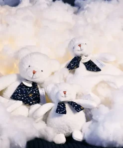 Doudou et Compagnie Peluche ours luminescent avec mouchoir - 28 cm - Clair de Lune