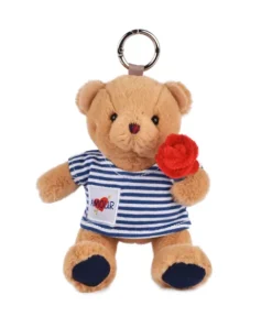 Doudou et Compagnie Peluche Ours porte cle avec rose - Le Romantique - 15 cm