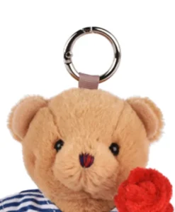 Doudou et Compagnie Peluche Ours porte cle avec rose - Le Romantique - 15 cm