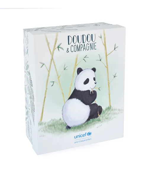 Doudou et Compagnie Peluche Panda avec bébé - 25 cm - Unicef