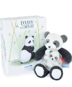 Doudou et Compagnie Peluche Panda avec bébé - 25 cm - Unicef