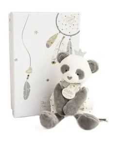 Doudou et Compagnie Peluche Panda gris Attrape-rêves - 20 cm