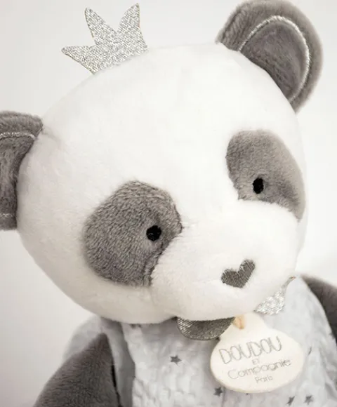 Doudou et Compagnie Peluche Panda gris avec doudou- Attrape-rêves - 28 cm