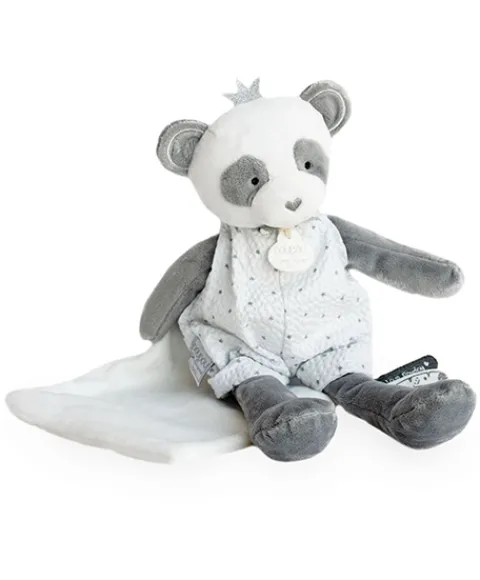 Doudou et Compagnie Peluche Panda gris avec doudou- Attrape-rêves - 28 cm
