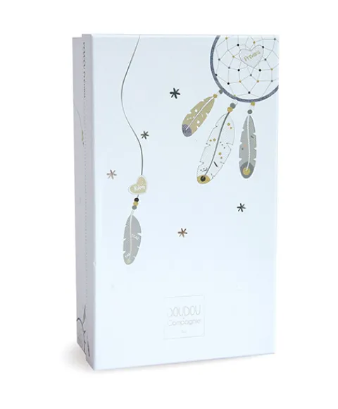 Doudou et Compagnie Peluche Panda gris avec doudou- Attrape-rêves - 28 cm