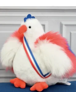 Doudou et Compagnie Peluche poule blanche - 20 cm - Fabriquée en France