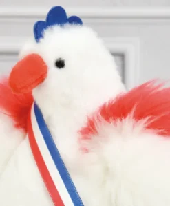 Doudou et Compagnie Peluche poule blanche - 20 cm - Fabriquée en France